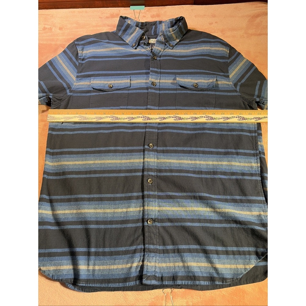 Lands End Shirt Mens Large Blue Stripe Aztec Southwestern Tailored Fit Button Up - Picture 5 of 7